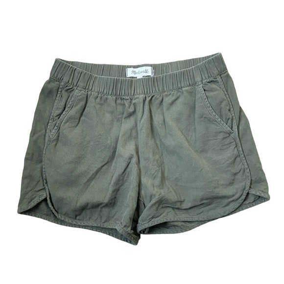 Madewell Women's Desert Olive Pull-On Shorts Green Cotton Blend - Picture 3 of 6